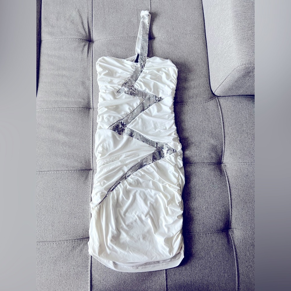 Forplay Born In Hollywood, Women’s Clubwear White Dress with Rhinestones Size S